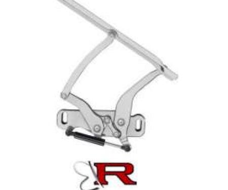 Chevelle Hood Hinges, Billet Aluminum, Solid Frame, Natural, With Steel Hood, 1970-1972