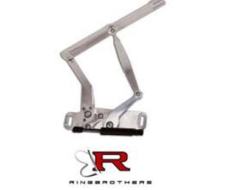 Chevelle Hood Hinges, Billet Aluminum, Solid Frame, Natural, With Steel Hood, 1965-1967