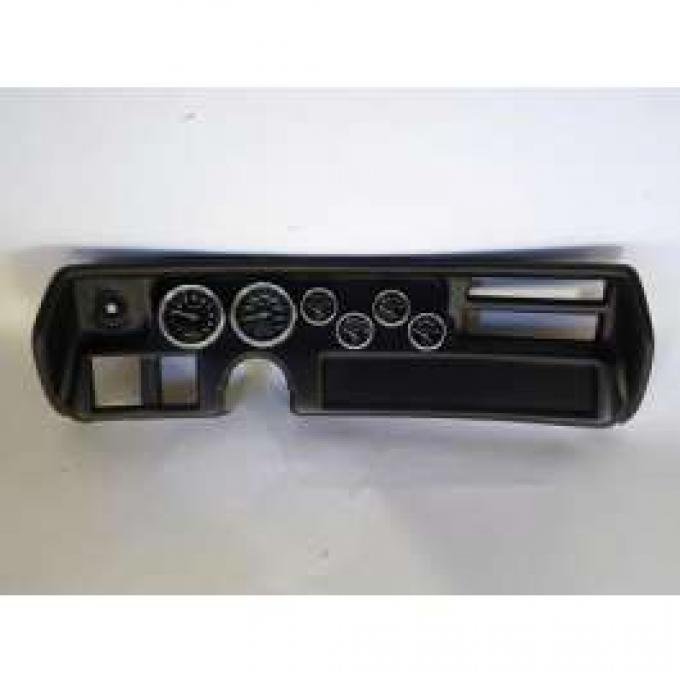 Chevelle Instrument Cluster Panel, Sweep Style, Black Finish, With Carbon Fiber Series Gauges, 1970-1972