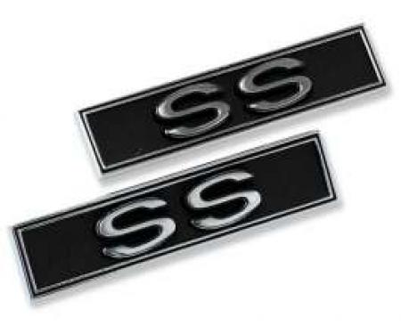 Chevelle Door Panel Emblems, Front, 2-Door Coupe, Super Sport (SS), 1970-1972