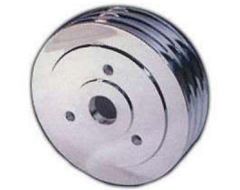 Chevelle Crankshaft Pulley, Big Block, Triple Groove, Polished Billet Aluminum, For Cars With Short Water Pump, 1964-1968