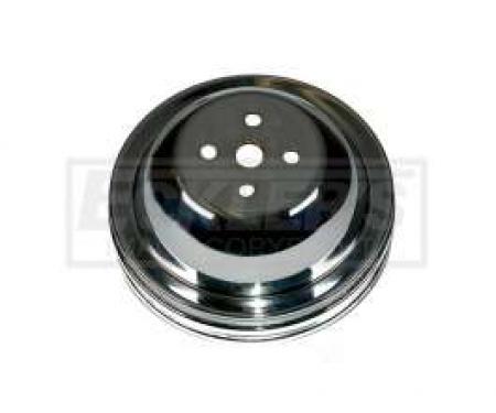 Chevelle Water Pump Pulley, Big Block, Double Groove, Chromed Billet Aluminum, For Cars With Short Water Pump, 1964-1968