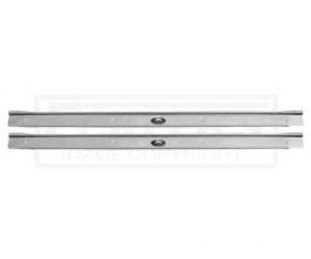 Door Sill Plates, Riveted Fisher Emblem, With Ribs, For Cars With 2-Doors, 1964-1967