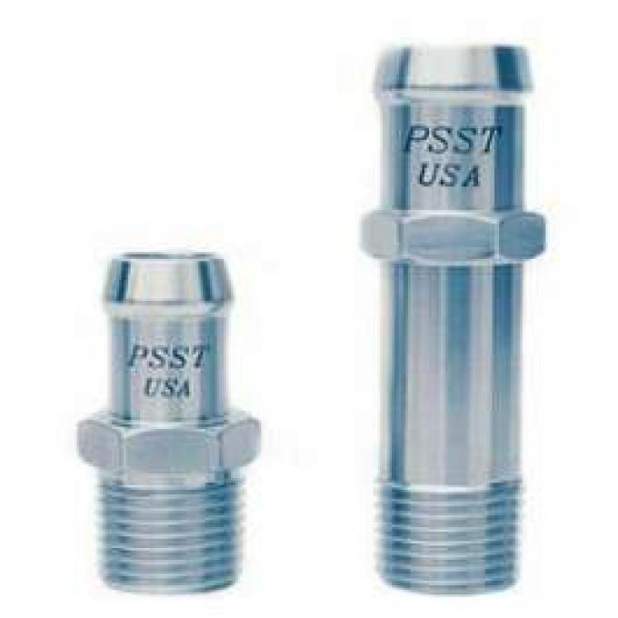 Chevelle Intake & Water Pump Heater Hose Fittings, Stainless Steel, With Hex Head, 1964-1972