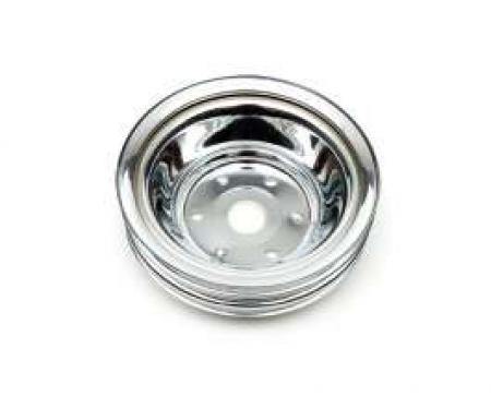 Chevelle Crankshaft Pulley, Small Block, Triple Groove, Chrome, 1969-1972