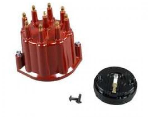 Chevelle & Malibu Distributor Cap & Rotor, Red, With Male Terminals, For Billet Flame-Thrower Distributor, PerTronix, 1964-1983