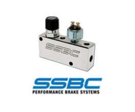 Chevelle & Malibu Proportioning Valve, Adjustable, With Brake Light Switch, Polished, SSBC, 1964-1983