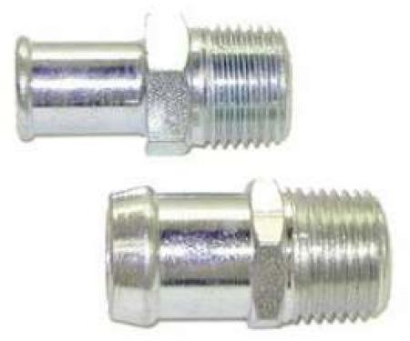 Chevelle Heater Hose Fittings, Small Block, Plated, 1969-1972