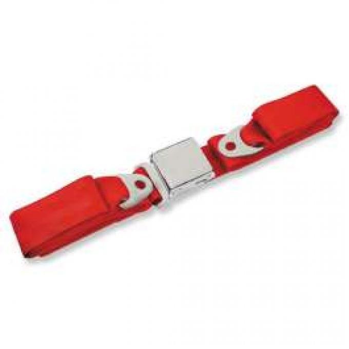 Seatbelt Solutions 1964-1966 Chevelle, Front Lap Belt, 60" with Chrome Lift Latch 1800602006 | Flame Red