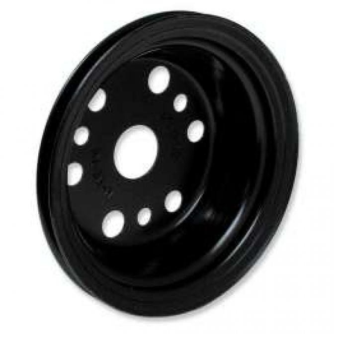 Chevelle Crankshaft Pulley, Small Block, Single Groove, Black, For Cars With Power Steering, 1964-1968
