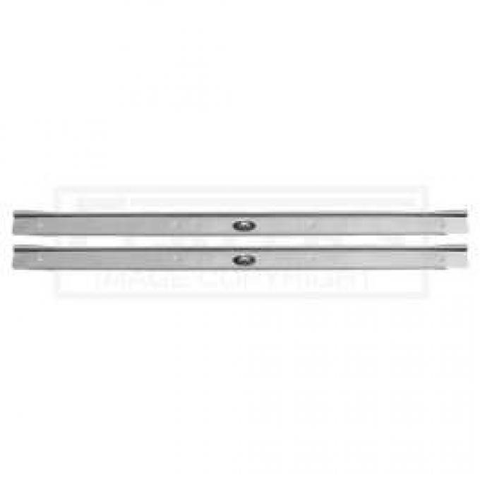 Door Sill Plates, Riveted Fisher Emblem, With Ribs, For Cars With 2-Doors, 1964-1967