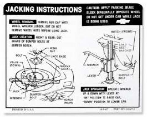Chevelle Jacking Instructions (Exc SS), 1968-1969