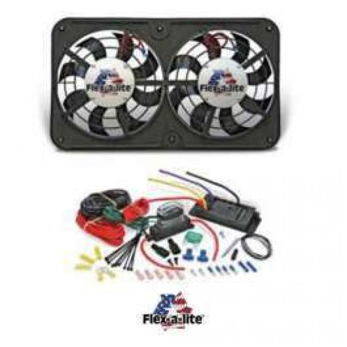 Chevelle Engine Cooling Fan Kit, Electric, Universal, Dual, 2500 CFM, Low Profile, Flex-a-lite, 1964-1972