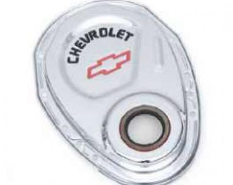 Chevelle Timing Chain Cover, Small Block, Chrome, With Chevrolet Script & Bowtie Logo, 1964-1972