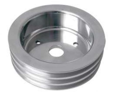 Chevelle Crankshaft Pulley, Small Block, Triple Groove, Polished Billet Aluminum, For Cars With Short Water Pump, 1964-1968