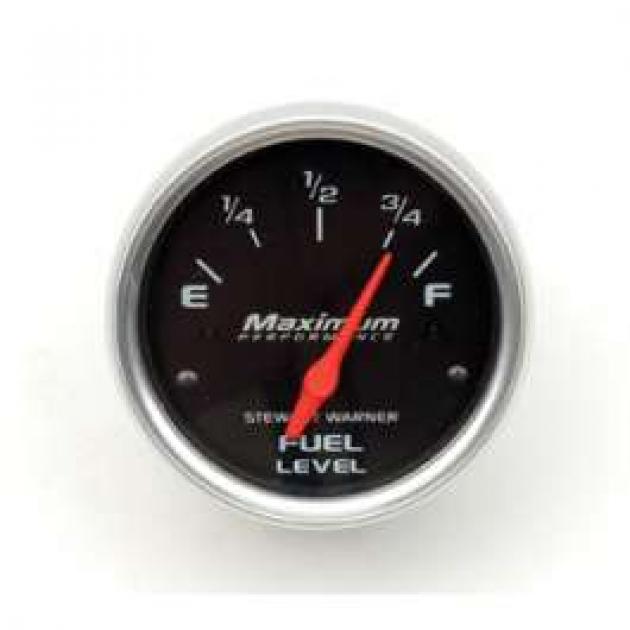 Chevelle Gauge, Fuel, 21/16, 090 Ohm, Black, Stewart Warner, 19651972