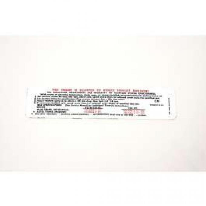 Chevelle Decal, Emission (425/430/435hp), 1970