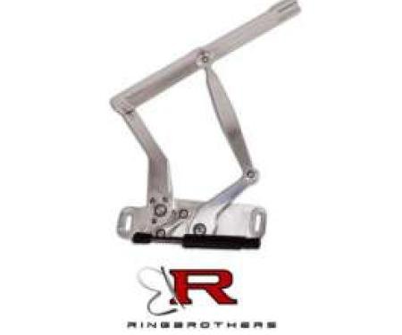 Chevelle Hood Hinges, Billet Aluminum, Solid Frame, Natural, With Steel Hood, 1964