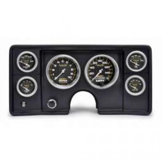 Malibu Instrument Cluster Panel, Black Finish, With Carbon Fiber Series Gauges, 1978-1981