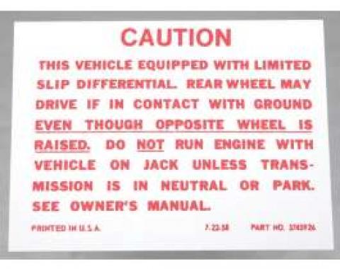 Chevelle Positraction Decal, 1964-1970
