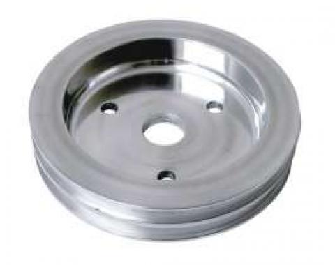 Chevelle Crankshaft Pulley, Small Block, Double Groove, Polished Billet Aluminum, For Cars With Short Water Pump, 1964-1968