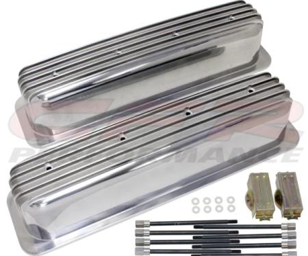 CFR Performance Aluminum Valve Covers with Bolt Kit Fits 1987-1997 Small Block Chevy SBC 5.0L/5.7L - Tall - Finned - Polished - No Holes HZ-8033-3-H-POL