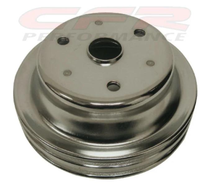 CFR Performance 1969-85 Chevy Small Block Chrome Steel Crankshaft Pulley - Long (2 Groove) HZ-9607
