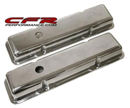 CFR Performance 1958-86 Chevy Small Block 283-305-327-350-400 Short Polished Aluminum Valve Covers - Smooth HZ-6031-POL