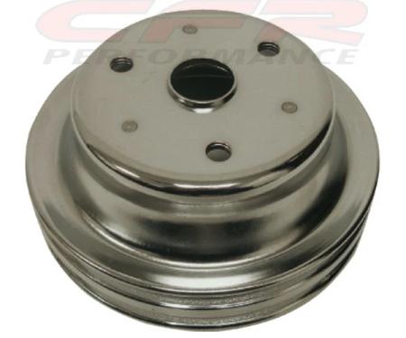 CFR Performance 1969-85 Chevy Small Block Chrome Steel Crankshaft Pulley - Long (2 Groove) HZ-9607