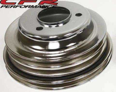 CFR Performance 1969-1985 Chevy Big Block 3-Groove Chrome Steel Crank Pulley (Long Water Pump) HZ-9724