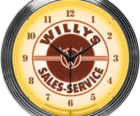 Neonetics Neon Clocks, Jeep Willys Sales Service Neon Clock