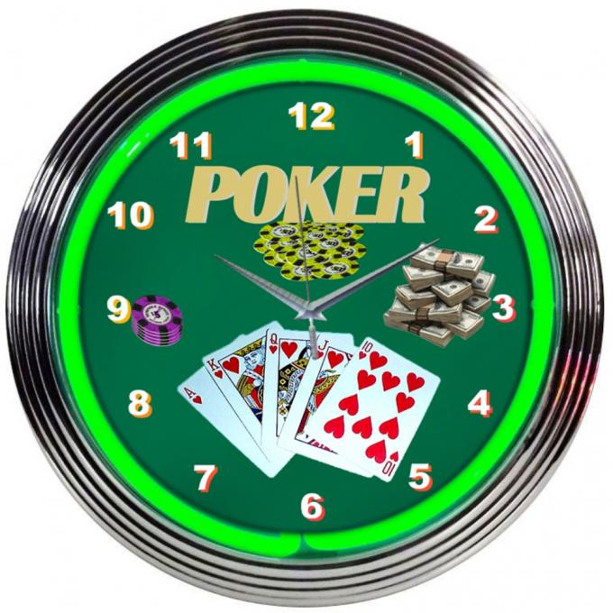 Neonetics Neon Clocks, Poker Green Neon Clock