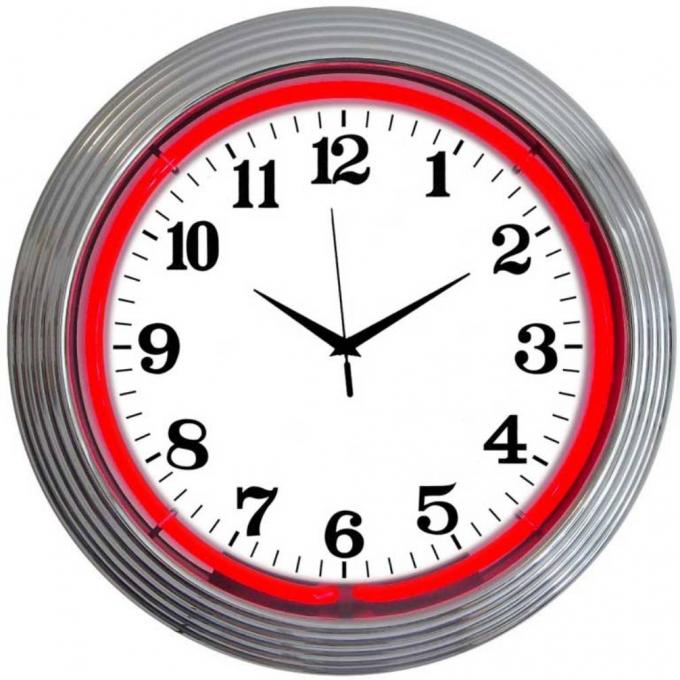 Neonetics Neon Clocks, Chrome Red Standard Neon Clock