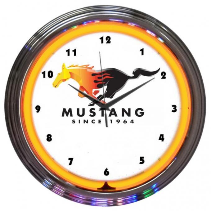 Neonetics Neon Clocks, Ford Mustang Since 1964 Orange Neon Clock