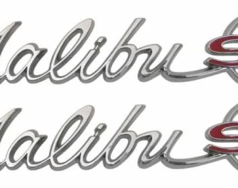 AMD Quarter Panel Emblems, "Malibu SS", LH/RH Pair, 64 Chevelle T-4010