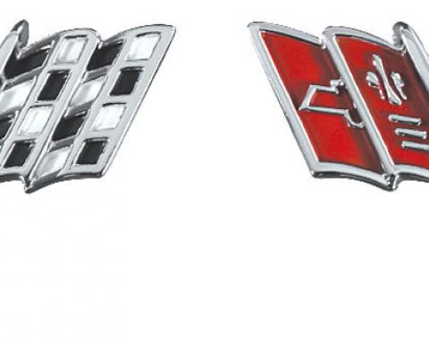 RestoParts Emblem, Fender, 1964-67 Chevelle/El Camino, V Flags, Pair TZ00044-PR