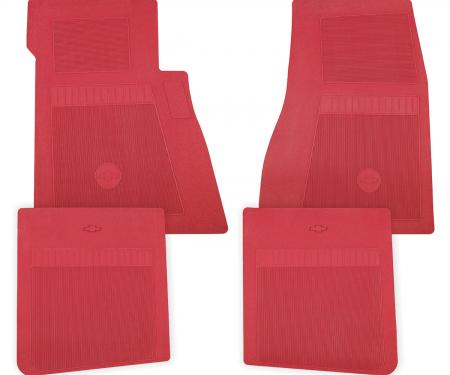 RestoParts Floor Mats, Rubber 1964-77 Chevelle/Monte Carlo with Bowtie Logo, Red CCP0300RD
