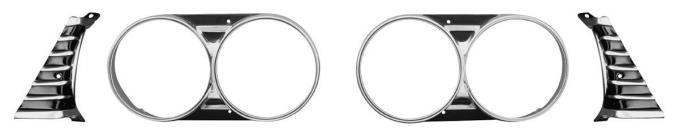 RestoParts Bezels Kit, Headlamp, 1966 Chevelle/El Camino, w/ Extensions 966CHA