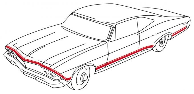 RestoParts Decal, 68 Chevelle, Body Stripe, Super Sport, Red 3934117