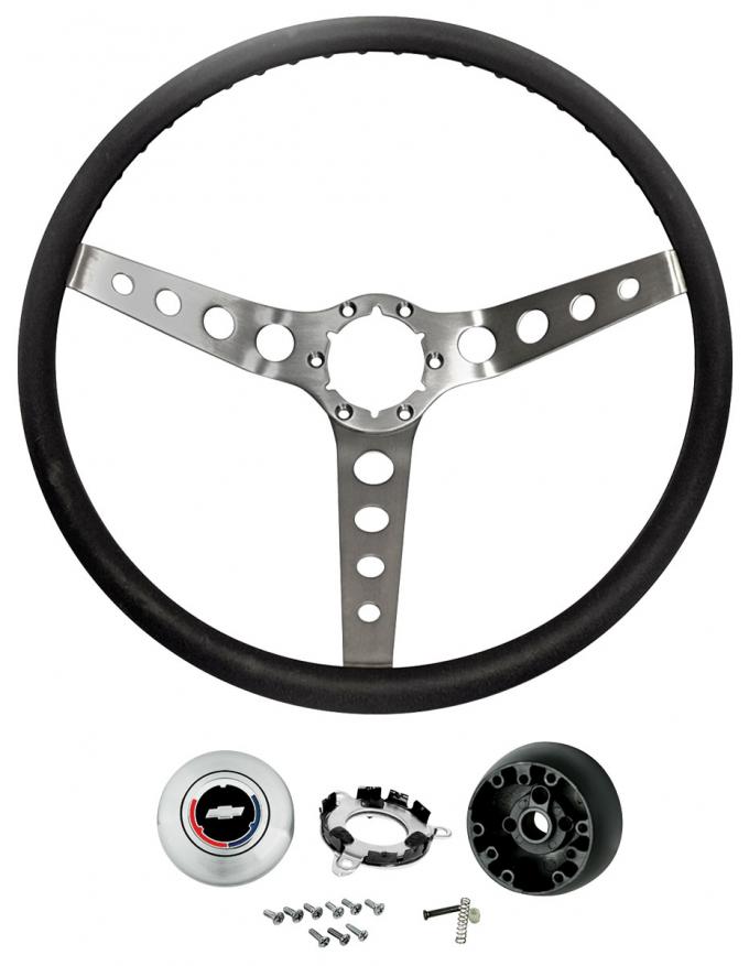 RestoParts Steering Wheel Kit, 3-Spoke 1967-68 CH/EC/MC, 67-69 Corvair, 4-Hole Spokes CH32668