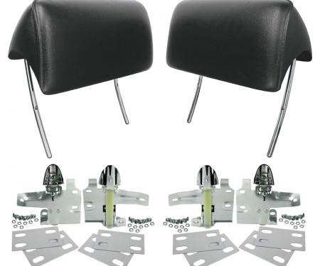 RestoParts Headrest, 1966-67 GM A Body/Grand Prix, Bucket, Black, w/ Mounting Set CH4085