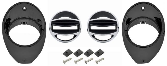 RestoParts Air Vent Ball & Bezel Set, 66-67 Chevelle / El Camino, Black CH30163BK