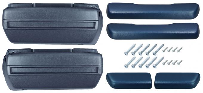 RestoParts Armrest Kit, 1968-69 Front Pads/Bases w/Rear Pads Only, Dark Blue BK16DB
