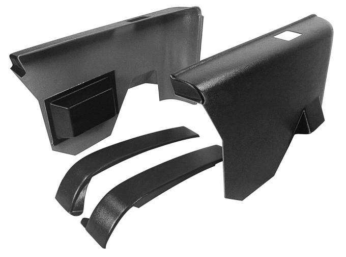 RestoParts Rear Armrest Panels - 1970-72, Plastic, Black KNK0053BK