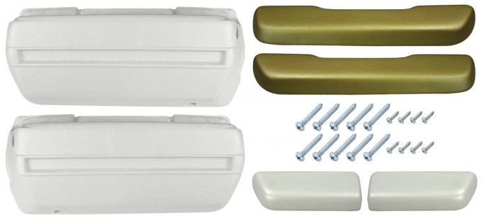 RestoParts Armrest Kit, 1968-69 Front Pads/Bases w/Rear Pads Only, Gold BK16GD