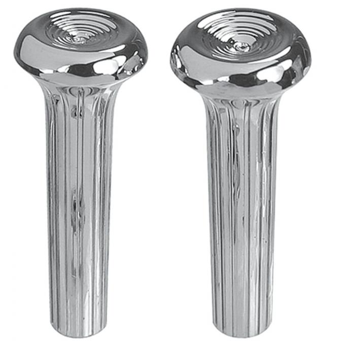 RestoParts Knobs, Door Lock, 1968-77 Chrome, Ribbed, Pair CH26141