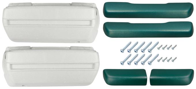 RestoParts Armrest Kit, 1968-69 Front Pads/Bases w/Rear Pads Only, Turquoise BK16TQ