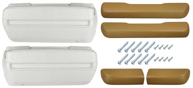 RestoParts Armrest Kit, 1968-69 Front Pads/Bases w/Rear Pads Only, Light Saddle BK16SD