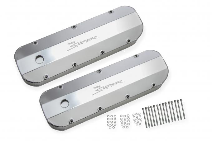 Holly Sniper EFI Valve Cover, Fabricated Aluminum, BBC, Natural Anodized 890002