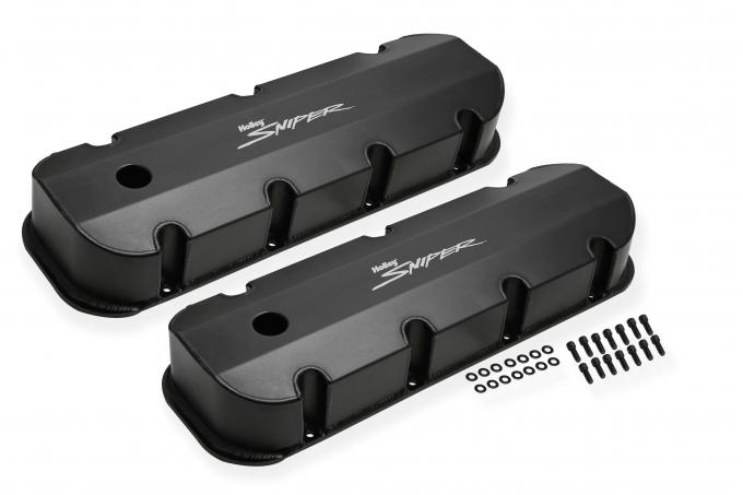 Holly Sniper EFI Valve Cover, Fabricated Aluminum, BBC, Tall, Black 890004B